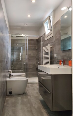 Dusche, Haartrockner, Bidet, Handtücher