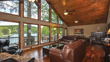 Smart TV, fireplace, video games, DVD player
