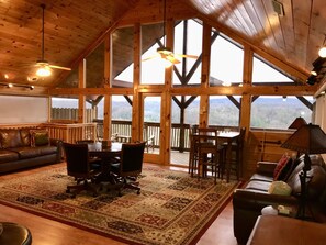 Smart TV, fireplace, video games, DVD player