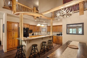 Fridge, microwave, oven, stovetop - Large Beautiful Getaway Steps from the Slopes Sleeps 14, Private Hot Tub (Whitefish)