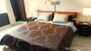 1 bedroom, memory-foam beds, desk, iron/ironing board