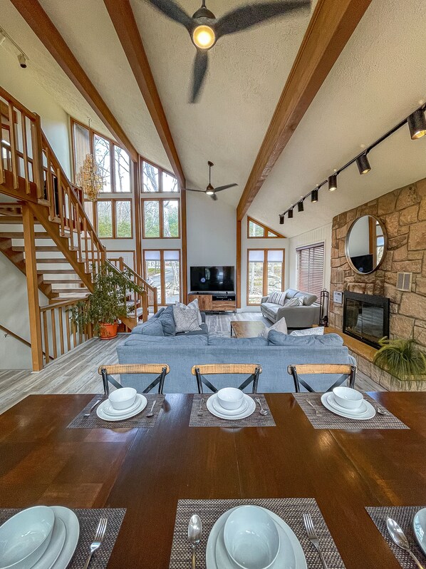 Smart TV, fireplace, DVD player, video library