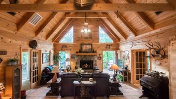 TV connectée, cheminée, lecteur de DVD