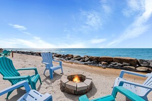 On the beach, sun-loungers, beach towels - Modern Beach House on the Sand (Oceanside)