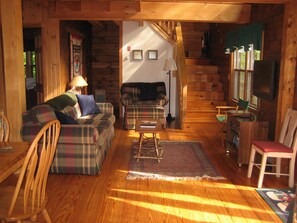 TV, fireplace -  Log Cabin with nearby pond, ideal for summer and winter fun - Pets Considered (Conway)