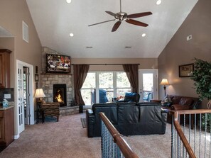 Smart TV, fireplace, video games, DVD player
