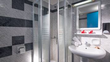 Hair dryer, towels, toilet paper