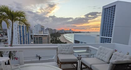 Rooftop, private garden penthouse, 2 beach view Bedrooms, free parking, WIFI