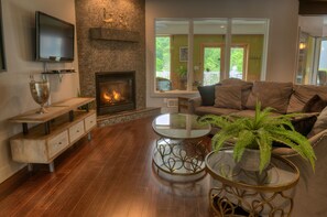 Smart TV, fireplace, video games, table football