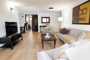 TV, DVD player, books