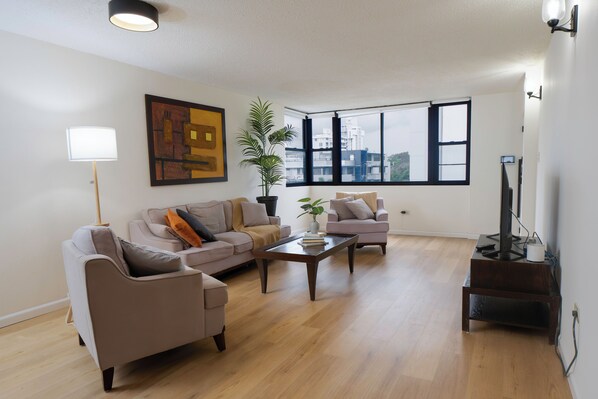 TV, DVD player, books