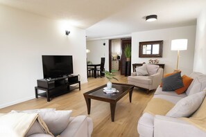 TV, DVD player, books