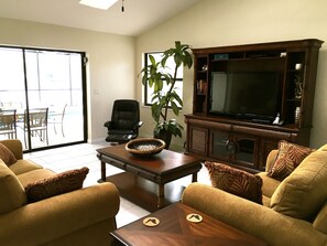 Smart TV, DVD player, books