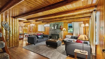 Smart TV, fireplace, video games, foosball
