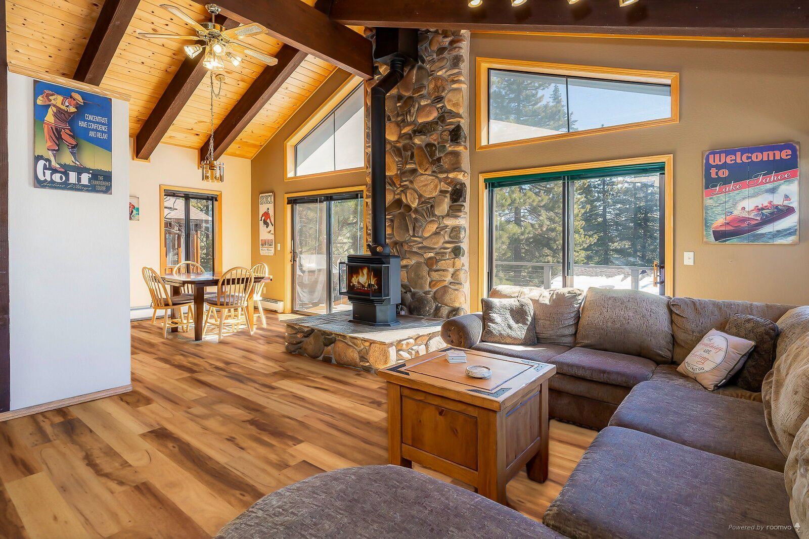 Smart TV, fireplace, video games, DVD player