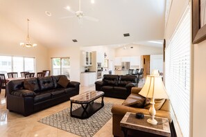 Smart TV, fireplace, video-game console, DVD player