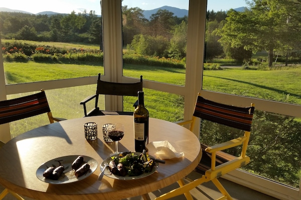 Enjoy spectacular view of the White Mountains from screen porch