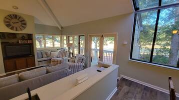 Smart TV, DVD player, books, music library