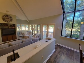 Smart TV, DVD player, books, music library