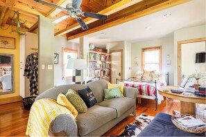 Smart TV, DVD player, books, video library