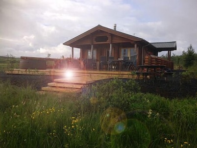 A Log Cabin at the Banks of River Hvítá!