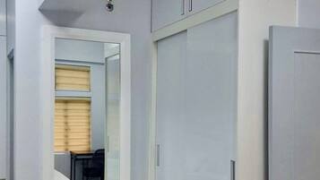 1 bedroom, desk, laptop workspace, iron/ironing board