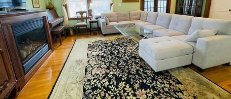 TV, fireplace, DVD player, video library