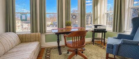 TV, fireplace, DVD player, video library