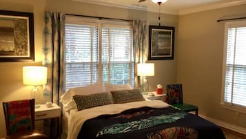 2 bedrooms, memory foam beds, desk, iron/ironing board