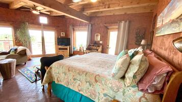 1 bedroom, desk, iron/ironing board, travel cot