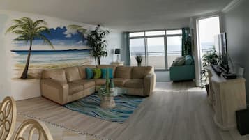 Älytelevisio, DVD-soitin, kirjoja, stereot