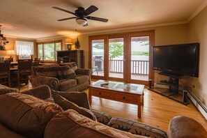 TV connectée, cheminée, lecteur de DVD