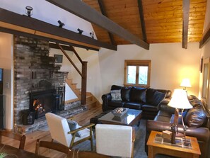 Smart TV, fireplace, DVD player, video library