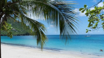 On the beach, beach towels