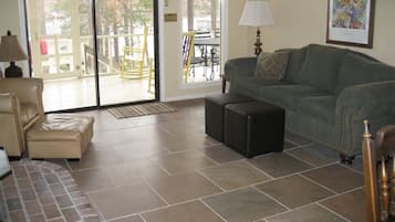 TV, fireplace, DVD player, foosball