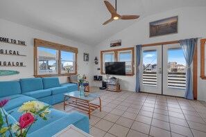 Smart TV, DVD player, music library, stereo
