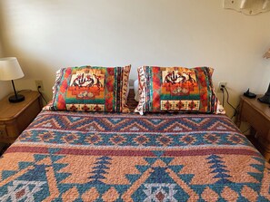 1 bedroom, desk, iron/ironing board, travel cot