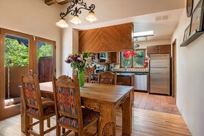 View of dining room and kitchen area