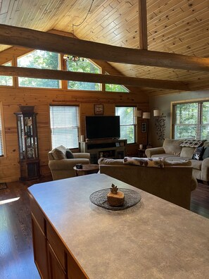 Smart TV, fireplace, DVD player, streaming services