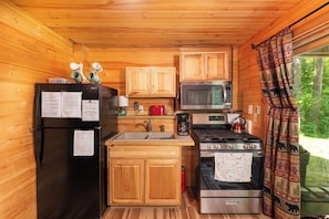 Fridge, microwave, oven, stovetop - Dog Friendly, Quiet Neighborhood, Cozy lower level cabin (Conway)