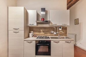 Fridge, oven, stovetop, coffee/tea maker