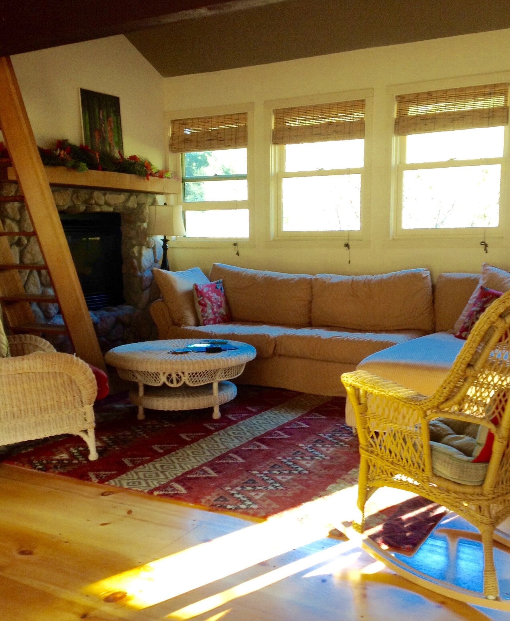 Smart-TV, Kamin, DVD-Player, Bücher