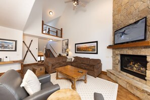 TV, fireplace, video games