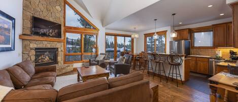 Televisión, chimenea y videojuegos