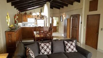 Smart TV, fireplace, DVD player