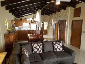 Smart TV, fireplace, DVD player