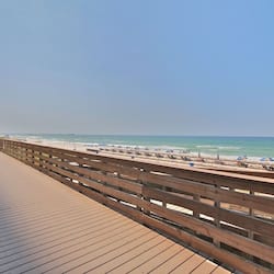 Boardwalk in front of building
