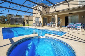 A heated pool - Luxury 7 bed -5 king master, Lake conservation view from private S facing pool (Kissimmee)