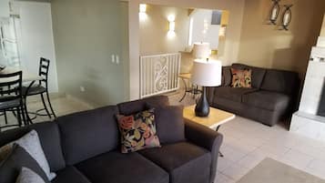 TV, fireplace, DVD player