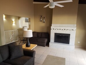 TV, fireplace, DVD player
